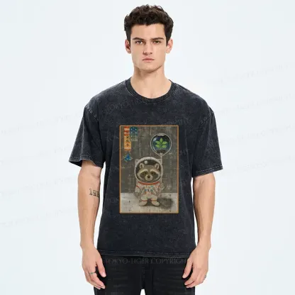 Tokyo-Tiger Astronaut Raccoon Washed T-Shirt