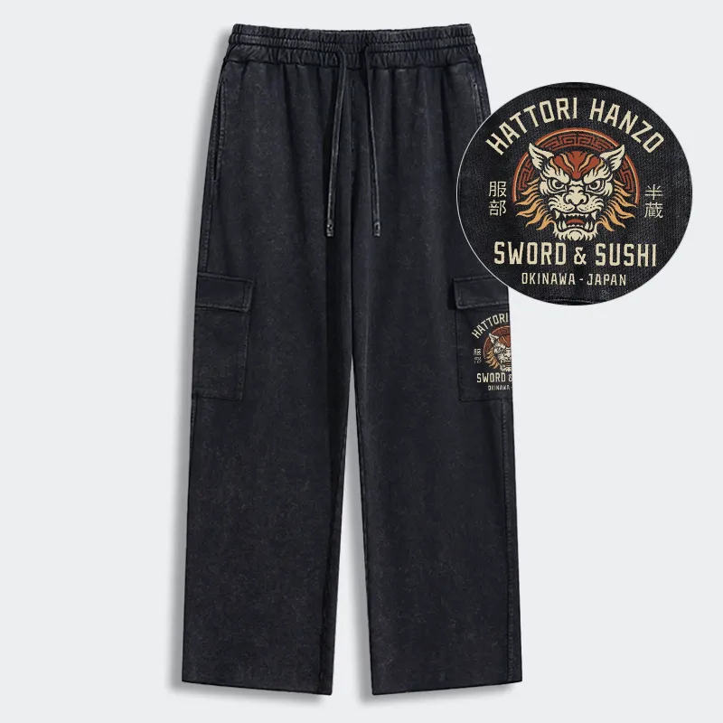 Tokyo-Tiger Hattori Lion Japanese Samurai Washed Utility Sweatpants
