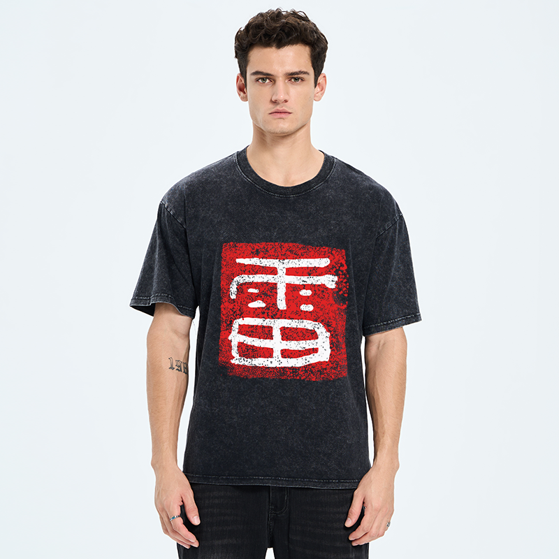 Tokyo-Tiger Thunder Japanese Kanji Washed T-Shirt