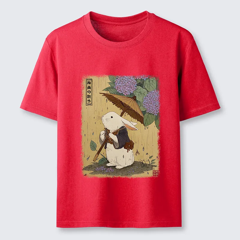 Tokyo-Tiger Ukiyoe Rainy Stroll Bunny Classic T-Shirt