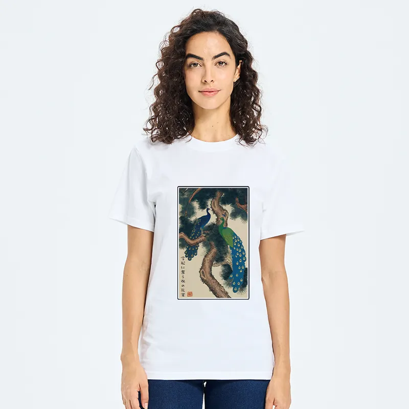 Tokyo-Tiger Peacocks in Snowy Pines Classic T-Shirt
