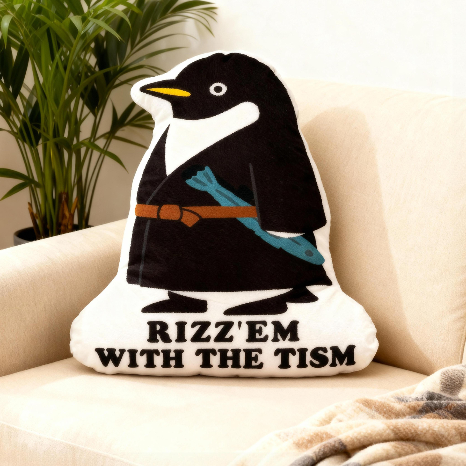 Tokyo-Tiger Rizz'Em With The Tism Shaped Throw Pillow