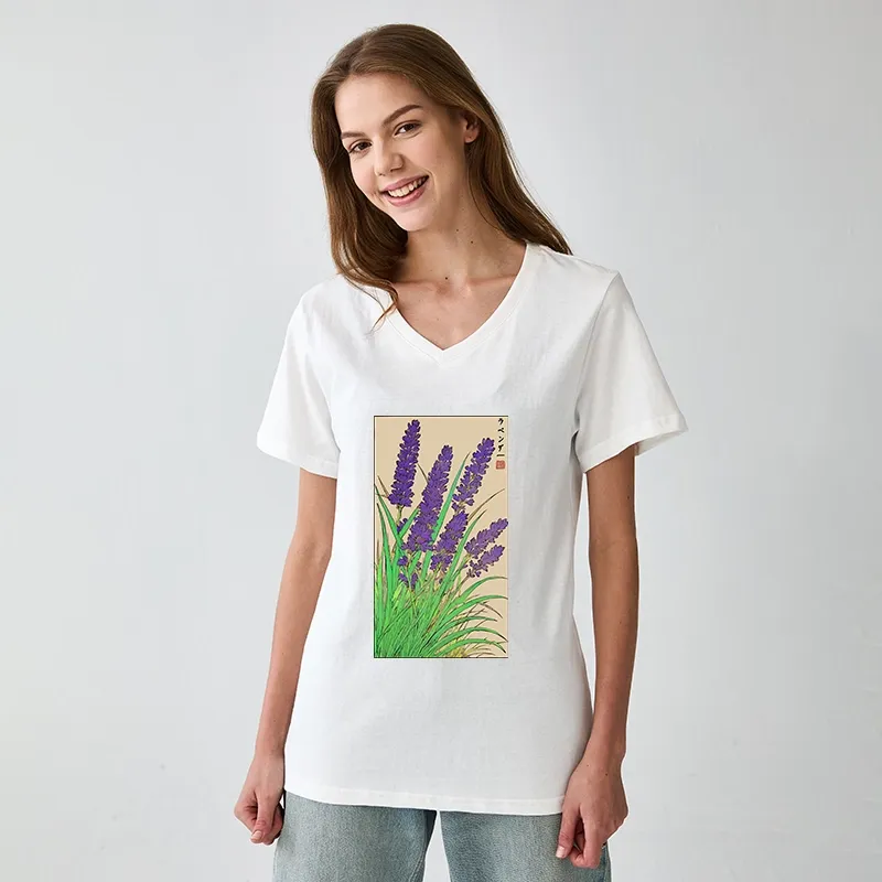 Tokyo-Tiger Japanese Lavender V-Neck Classic T-Shirt