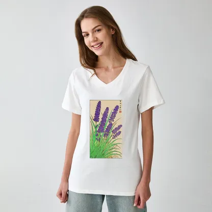 Tokyo-Tiger Japanese Lavender V-Neck Classic T-Shirt