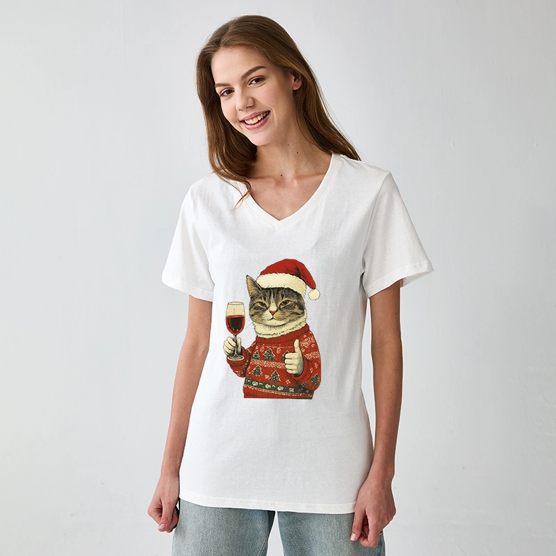 Tokyo-Tiger Christmas Cat Likes V-Neck Classic T-Shirt