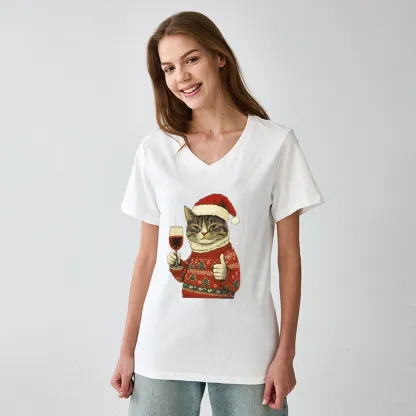 Tokyo-Tiger Christmas Cat Likes V-Neck Classic T-Shirt