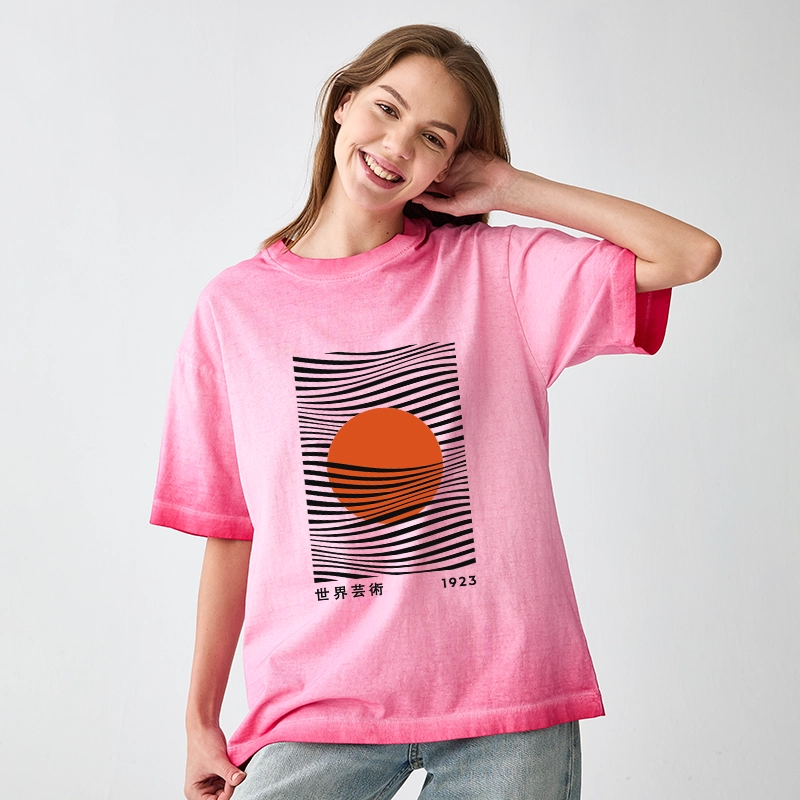 Tokyo-Tiger Minimalist Art Sun Gradient Washed T-Shirt