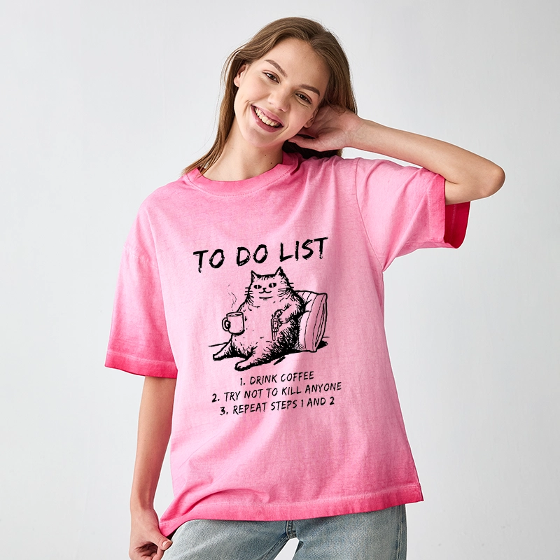 Tokyo-Tiger Cat's To-Do List Gradient Washed T-Shirt