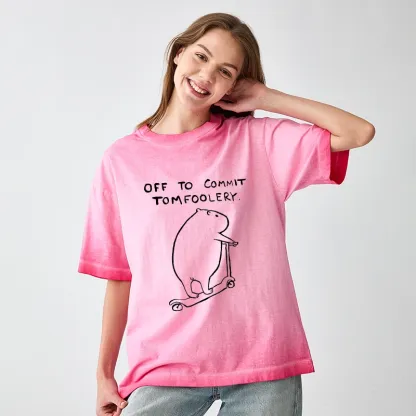 Tokyo-Tiger Capybara Is Ready To Do Something Bad Gradient Washed T-Shirt