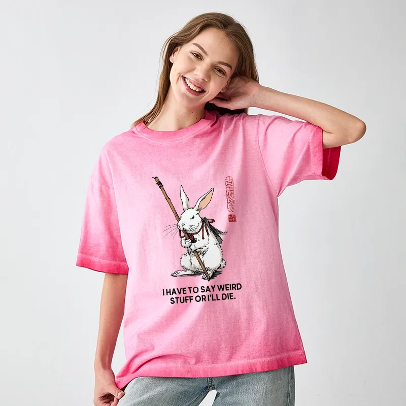 Tokyo-Tiger Rabbit Gotta Say Weird Stuff Or Die Gradient Washed T-Shirt
