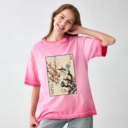 Tokyo-Tiger Whispers of Silent Blossoms Gradient Washed T-Shirt