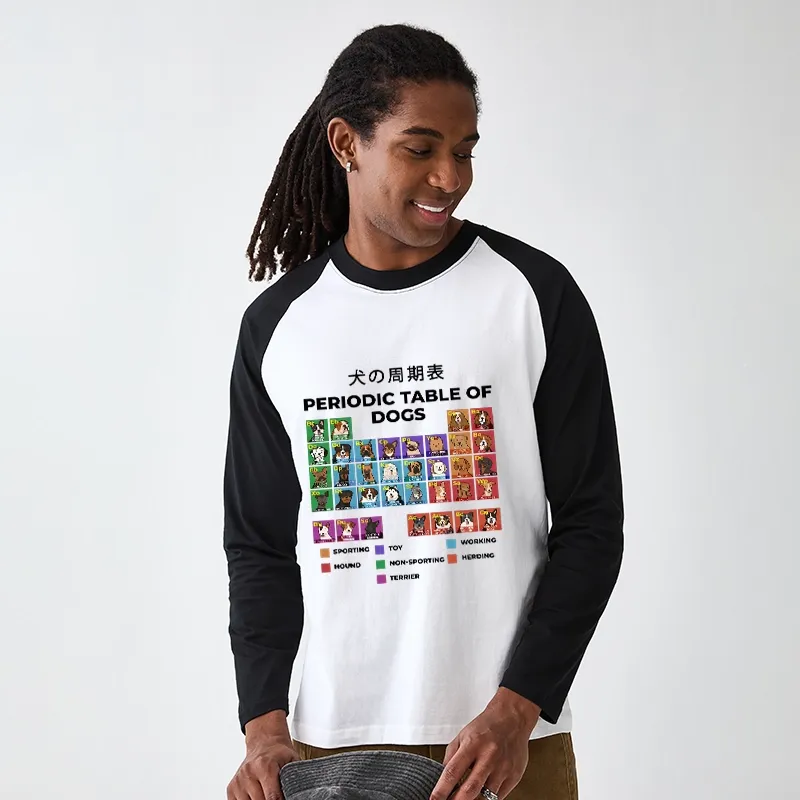 Tokyo-Tiger Periodic Table Of Dogs Raglan Long Sleeve T-shirt
