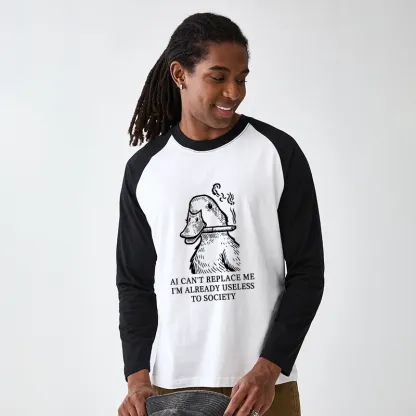 Tokyo-Tiger Smoking Duck Funny Raglan Long Sleeve T-shirt