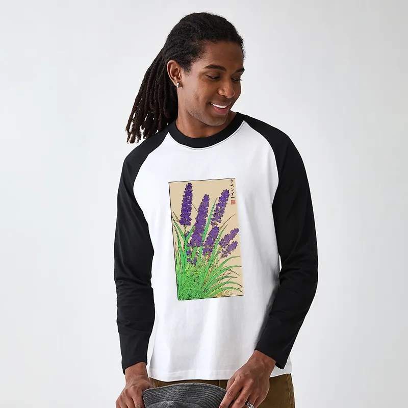 Tokyo-Tiger Japanese Lavender Raglan Long Sleeve T-shirt