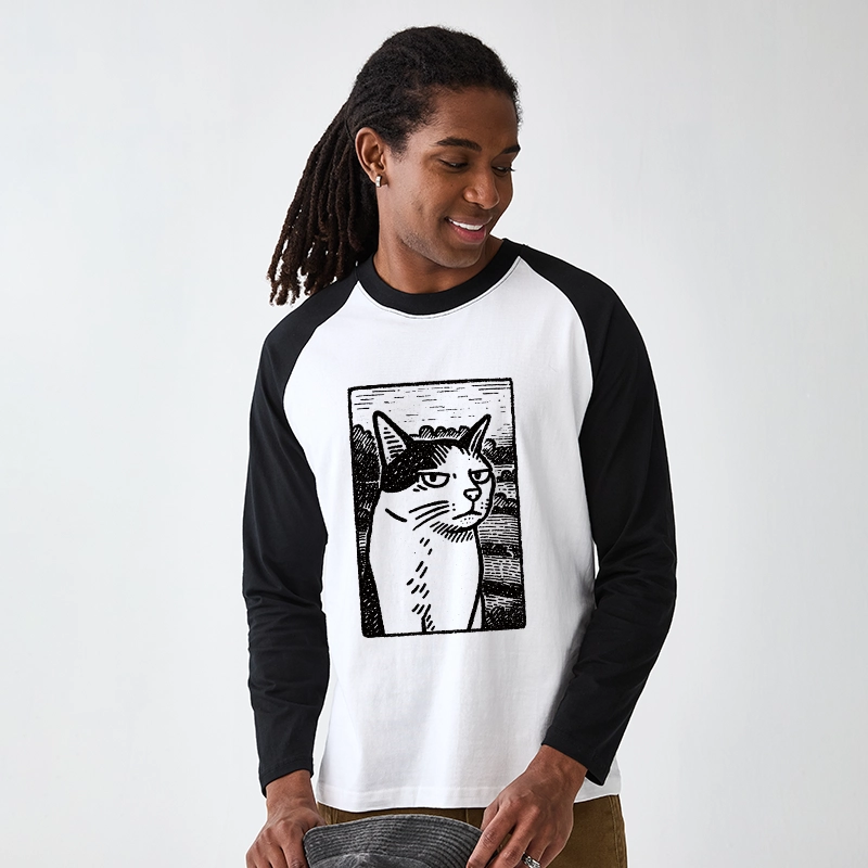 Tokyo-Tiger Cat's Hateful Eyes Raglan Long Sleeve T-shirt