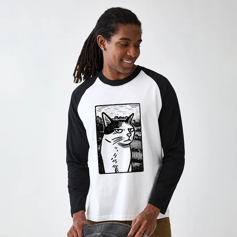 Tokyo-Tiger Cat's Hateful Eyes Raglan Long Sleeve T-shirt