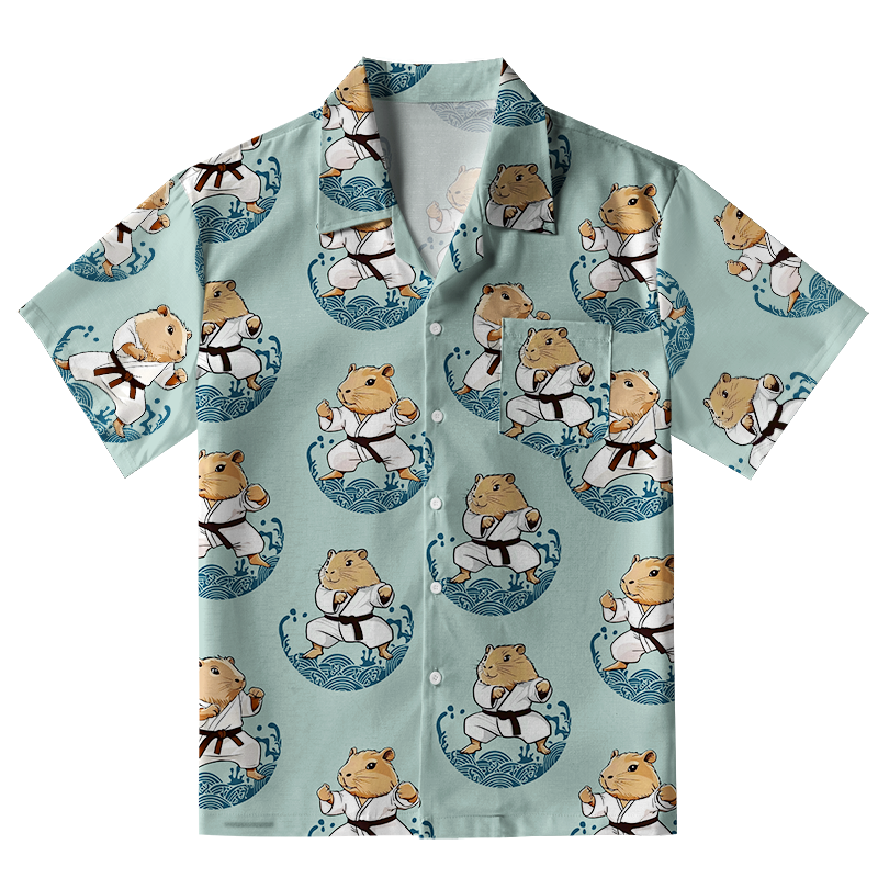 Tokyo-Tiger Cute Capybara Taekwondo Aloha Hawaiian Shirt