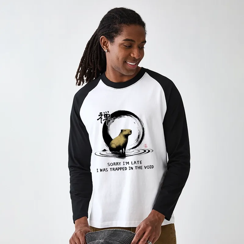 Tokyo-Tiger Zen Capybara Was Trapped In The Void Raglan Long Sleeve T-shirt