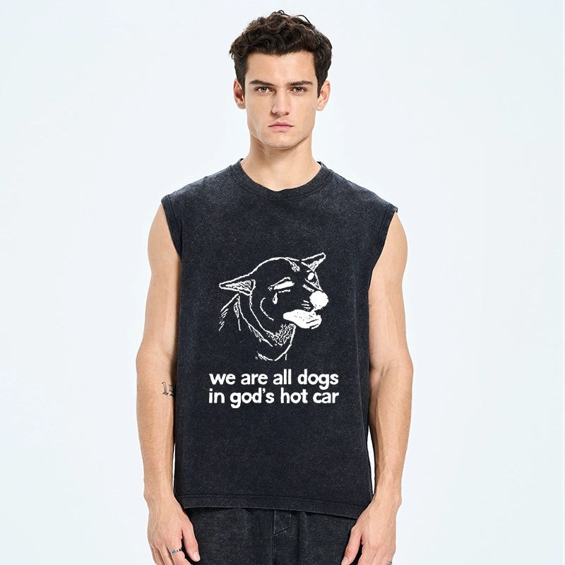 Tokyo-Tiger Sad Dog Funny Washed Tank