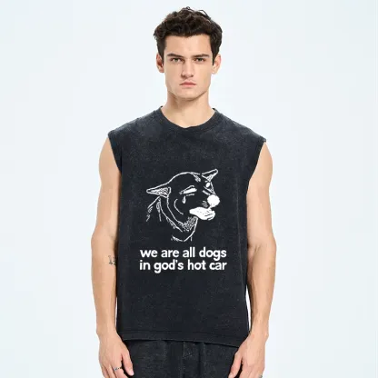 Tokyo-Tiger Sad Dog Funny Washed Tank