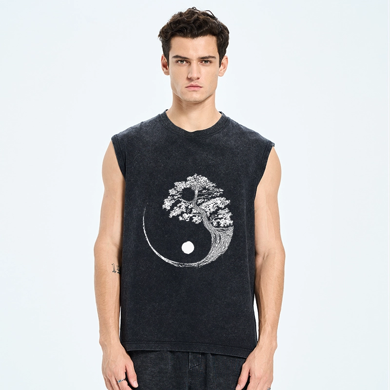 Tokyo-Tiger Yin-Yang Tai Chi Tree Washed Tank