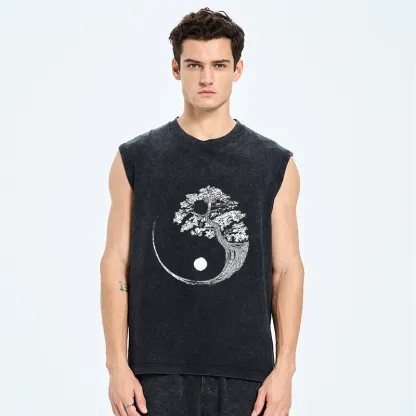Tokyo-Tiger Yin-Yang Tai Chi Tree Washed Tank