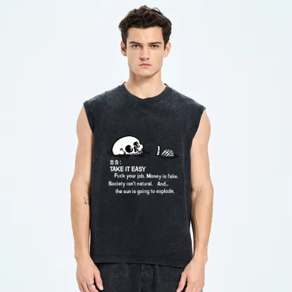 Tokyo-Tiger Skeleton Ridicule Washed Tank