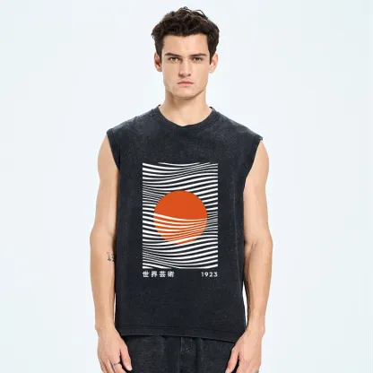 Tokyo-Tiger Minimalist Art Sun Washed Tank