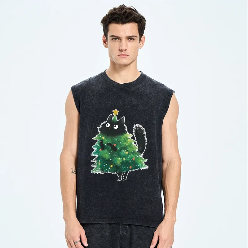 Tokyo-Tiger Christmas Tree Cat Japan Washed Tank