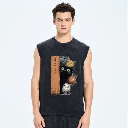 Tokyo-Tiger Five Cats Are Watching You Washed Tank