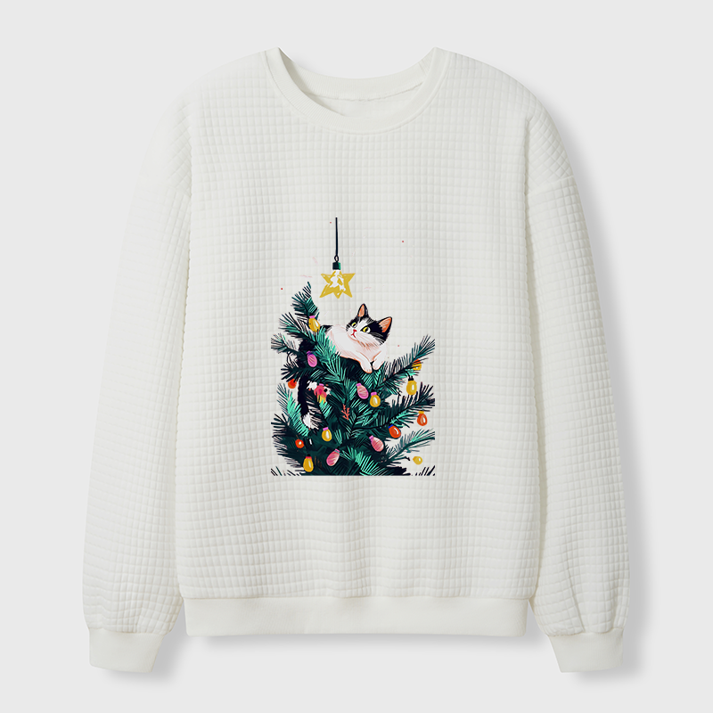 Tokyo-Tiger Cute Christmas Cat Japan Waffle Sweatshirt