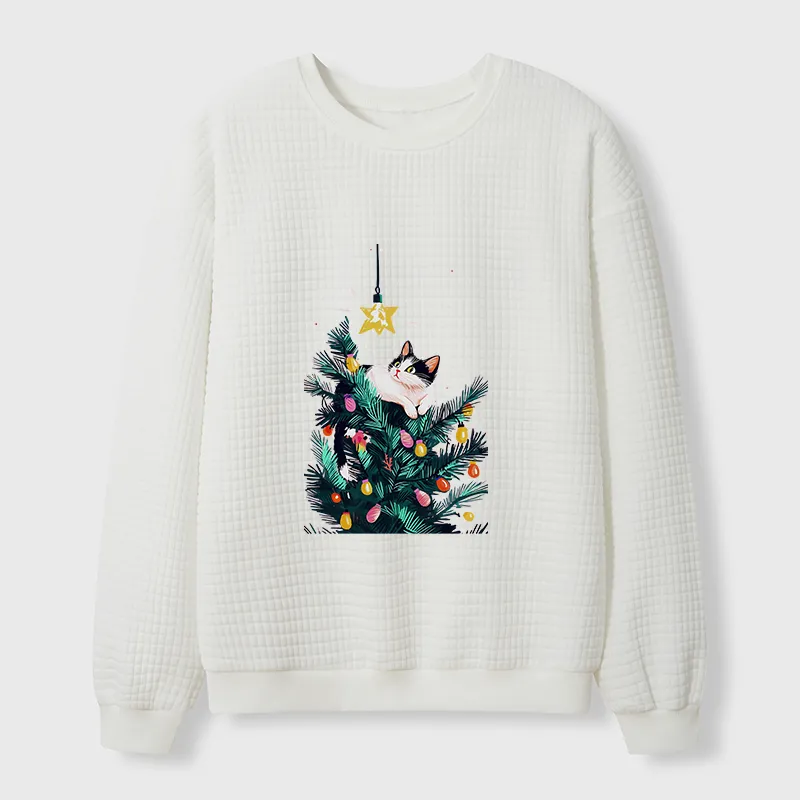 Tokyo-Tiger Cute Christmas Cat Japan Waffle Sweatshirt