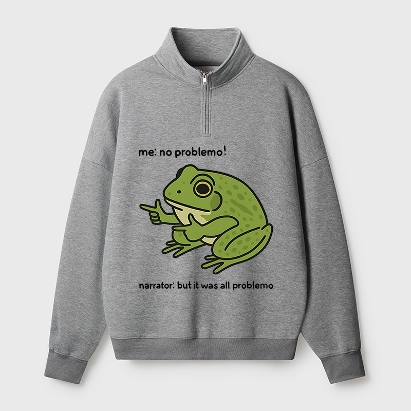 Tokyo-Tiger Stupid Frog Meme Half Zip Fleece Sweatshirt