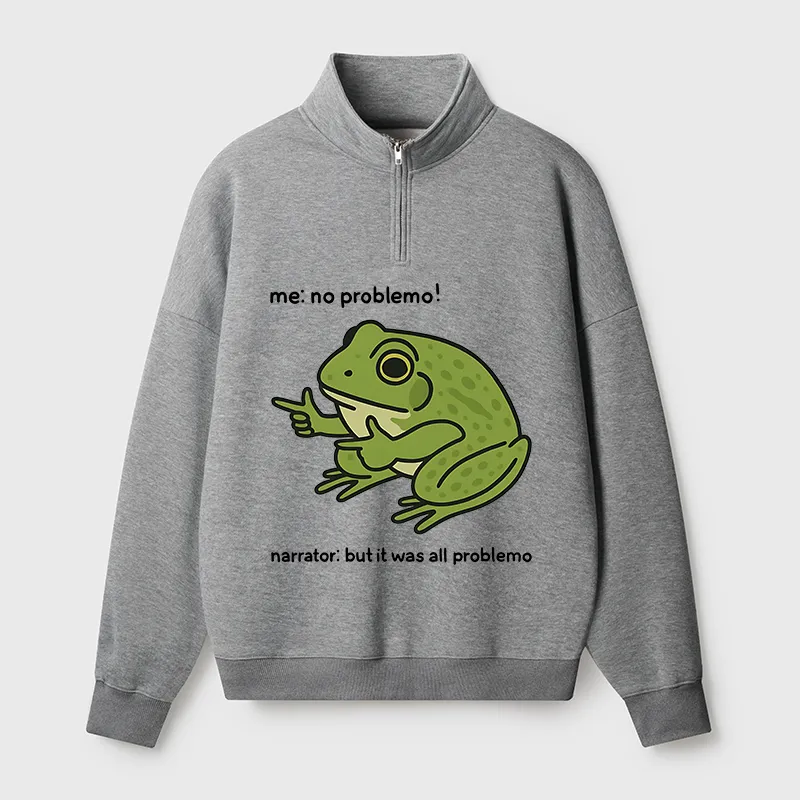 Tokyo-Tiger Stupid Frog Meme Half Zip Fleece Sweatshirt