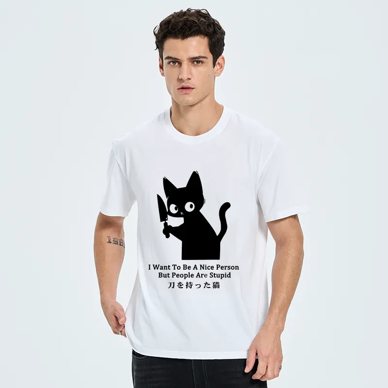 Tokyo-Tiger Black Cat With A Knife Japan Classic T-Shirt