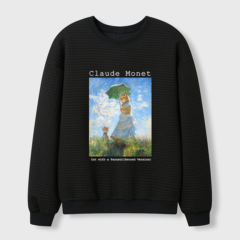 Tokyo-Tiger Cat With A Parasol Waffle Sweatshirt