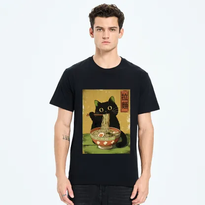 Tokyo-Tiger Vintage Japanese Cat Eating Ramen Classic T-Shirt