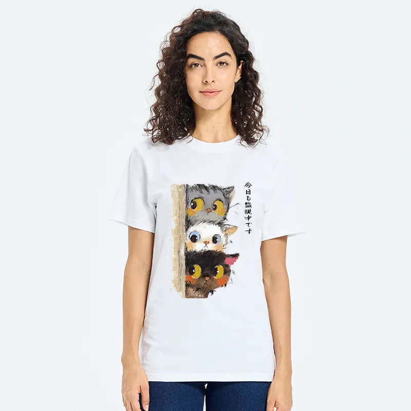 Tokyo-Tiger Three Cats Secretly Monitor Their Owner Classic T-Shirt