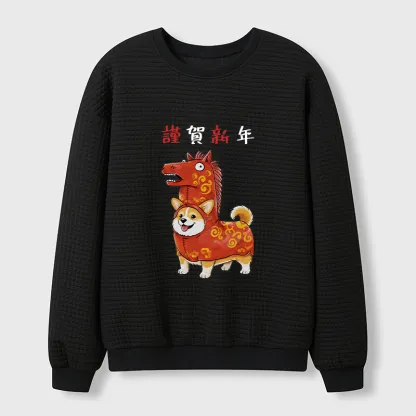 Tokyo-Tiger New Year Corgi Coffee Waffle Sweatshirt