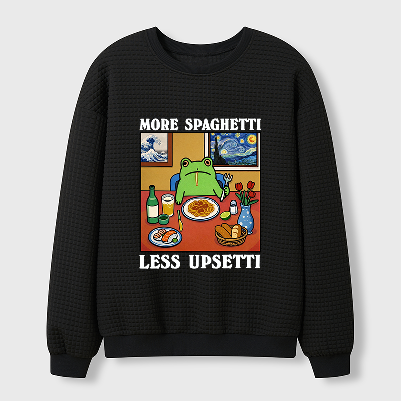 Tokyo-Tiger More Spaghetti Less Upsetti Frog Waffle Sweatshirt