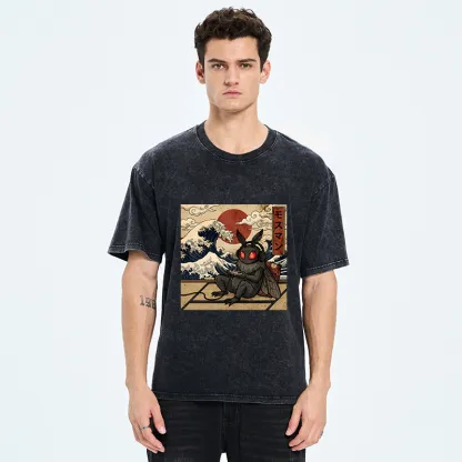 Tokyo-Tiger Mothman Plays Game Japanese Funny Washed T-Shirt