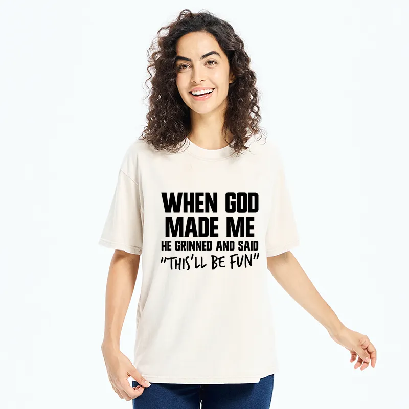 Tokyo-Tiger God Made Me Funny Washed T-Shirt