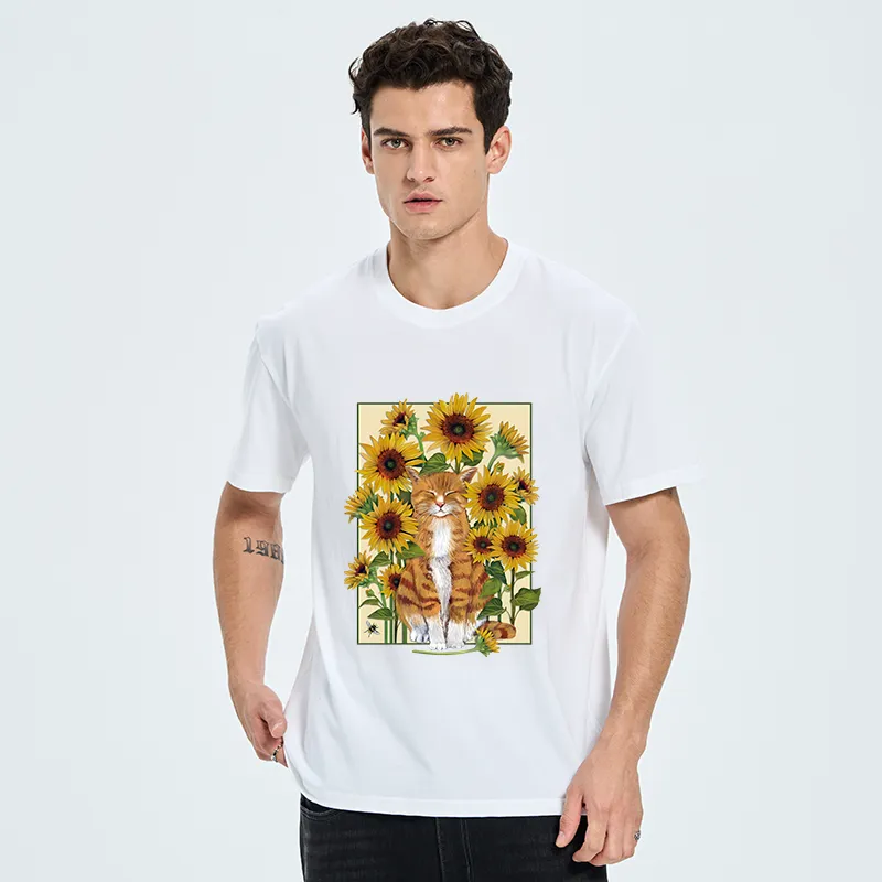 Tokyo-Tiger Sunflower And Orange Cat Classic T-Shirt