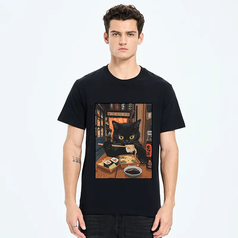 Tokyo-Tiger Black Cat Eating At Sushi Restaurant Classic T-Shirt