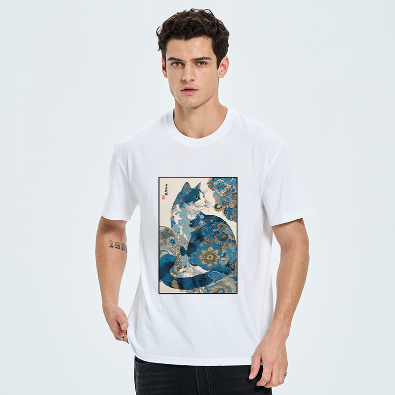 Tokyo-Tiger Japanese Ukiyo-e Flowers Cat Classic T-Shirt