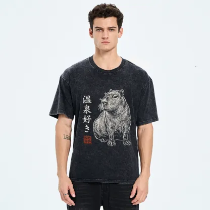 Tokyo-Tiger Hot Spring Enthusiasts Washed T-Shirt