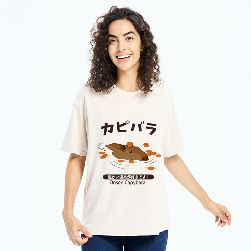 Tokyo-Tiger Onsen Capybara Washed T-Shirt