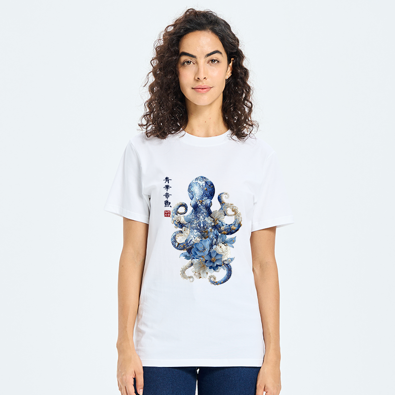 Tokyo-Tiger Porcelain Blossom Octopus Classic T-Shirt