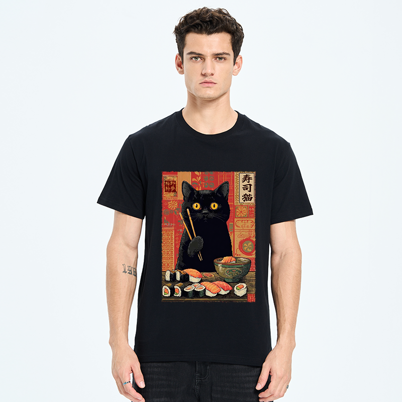 Tokyo-Tiger Neko Eats Sushi Classic T-Shirt