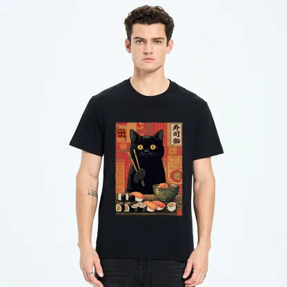 Tokyo-Tiger Neko Eats Sushi Classic T-Shirt